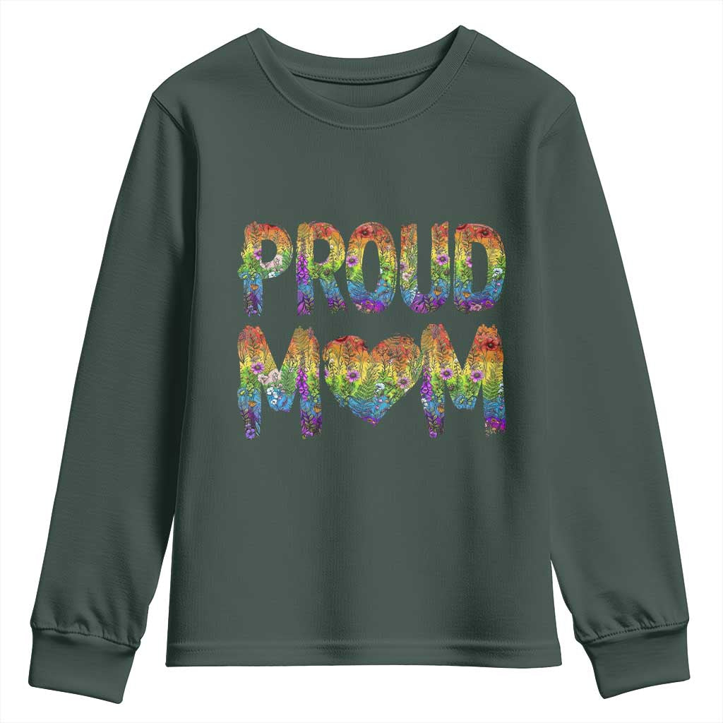 Proud Mom LGBTQ Human Rights Support Youth Sweatshirt TS12 Dark Forest Green Print Your Wear