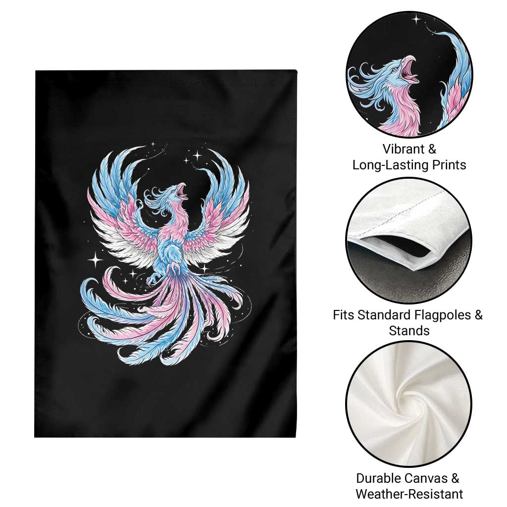 Transgender Phoenix Reborn Garden Flag Trans Pride Flag Bird TS12 Print Your Wear