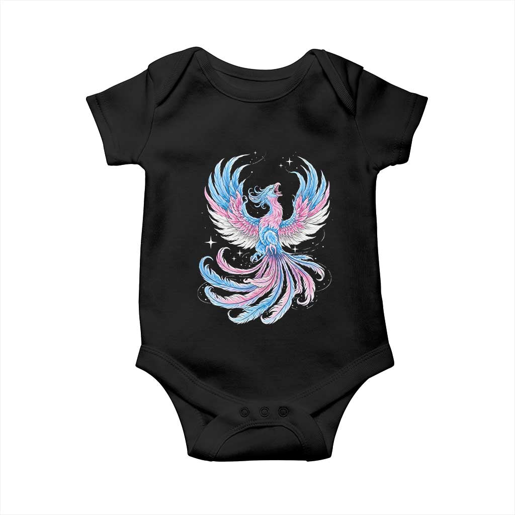 Transgender Phoenix Reborn Baby Onesie Trans Pride Flag Bird TS12 Black Print Your Wear