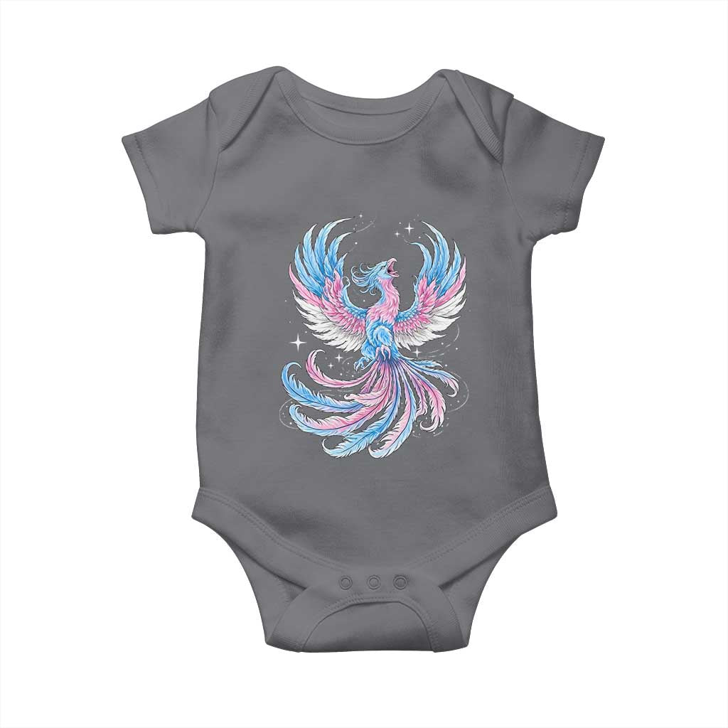 Transgender Phoenix Reborn Baby Onesie Trans Pride Flag Bird TS12 Charcoal Print Your Wear