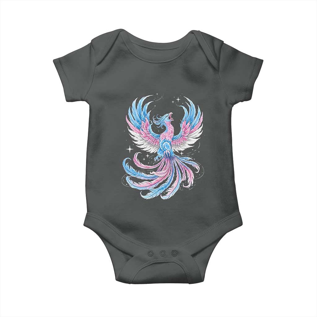 Transgender Phoenix Reborn Baby Onesie Trans Pride Flag Bird TS12 Dark Heather Print Your Wear