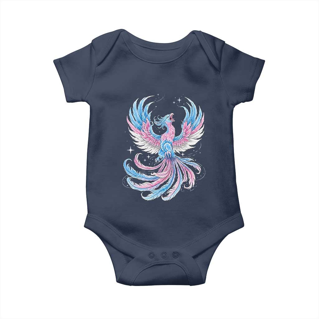 Transgender Phoenix Reborn Baby Onesie Trans Pride Flag Bird TS12 Navy Print Your Wear
