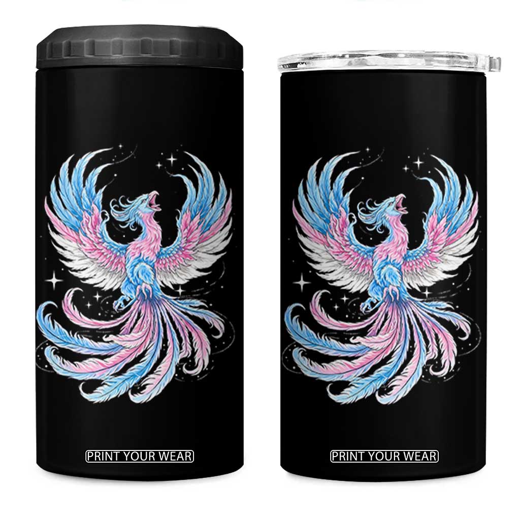 Transgender Phoenix Reborn 4 in 1 Can Cooler Tumbler Trans Pride Flag Bird
