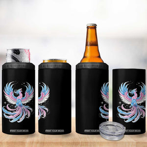 Transgender Phoenix Reborn 4 in 1 Can Cooler Tumbler Trans Pride Flag Bird