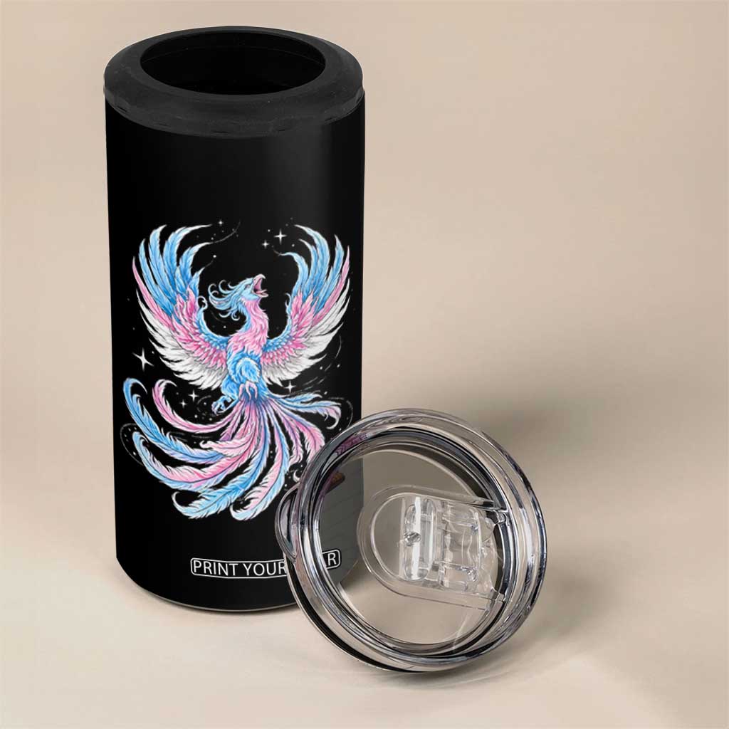 Transgender Phoenix Reborn 4 in 1 Can Cooler Tumbler Trans Pride Flag Bird