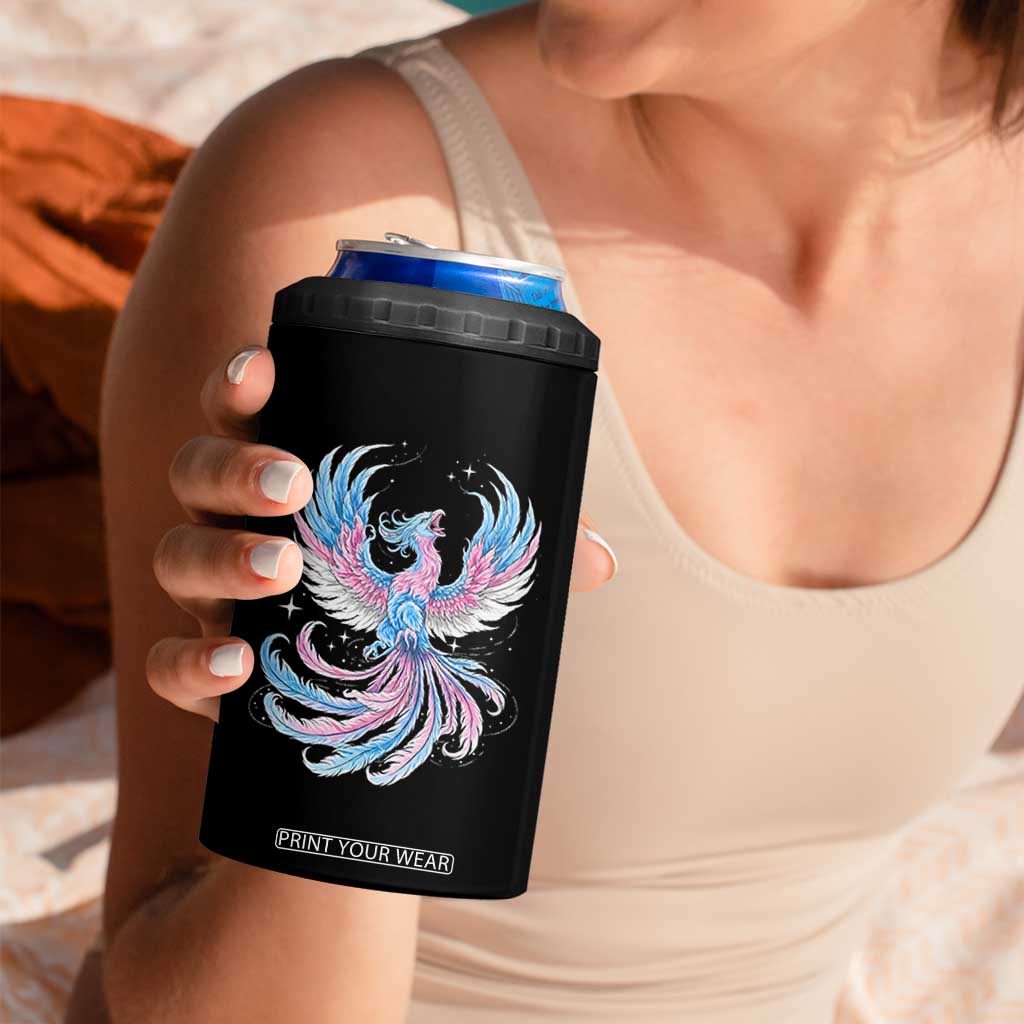 Transgender Phoenix Reborn 4 in 1 Can Cooler Tumbler Trans Pride Flag Bird