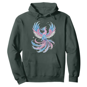 Transgender Phoenix Reborn Hoodie Trans Pride Flag Bird TS12 Dark Forest Green Print Your Wear