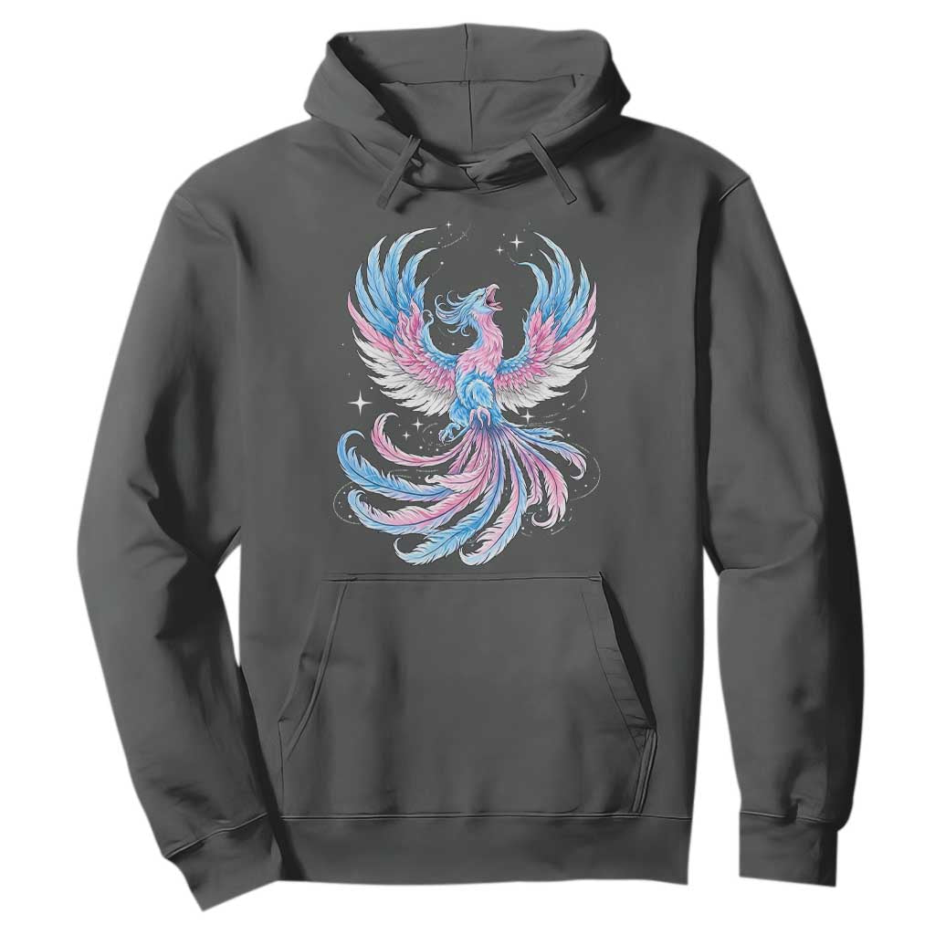 Transgender Phoenix Reborn Hoodie Trans Pride Flag Bird TS12 Dark Heather Print Your Wear