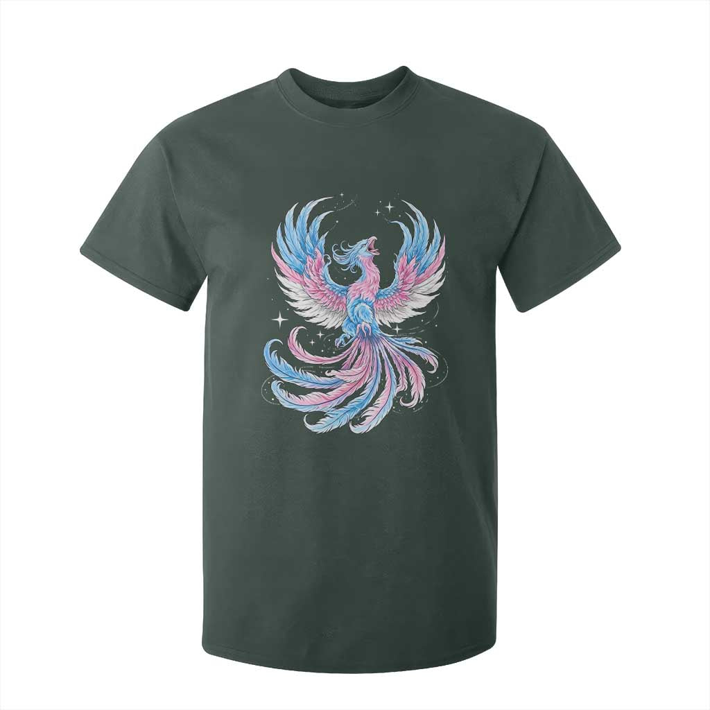 Transgender Phoenix Reborn T Shirt For Kid Trans Pride Flag Bird TS12 Dark Forest Green Print Your Wear