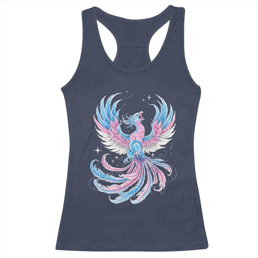 Transgender Phoenix Reborn Racerback Tank Top Trans Pride Flag Bird TS12 Navy Print Your Wear