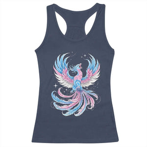 Transgender Phoenix Reborn Racerback Tank Top Trans Pride Flag Bird TS12 Navy Print Your Wear