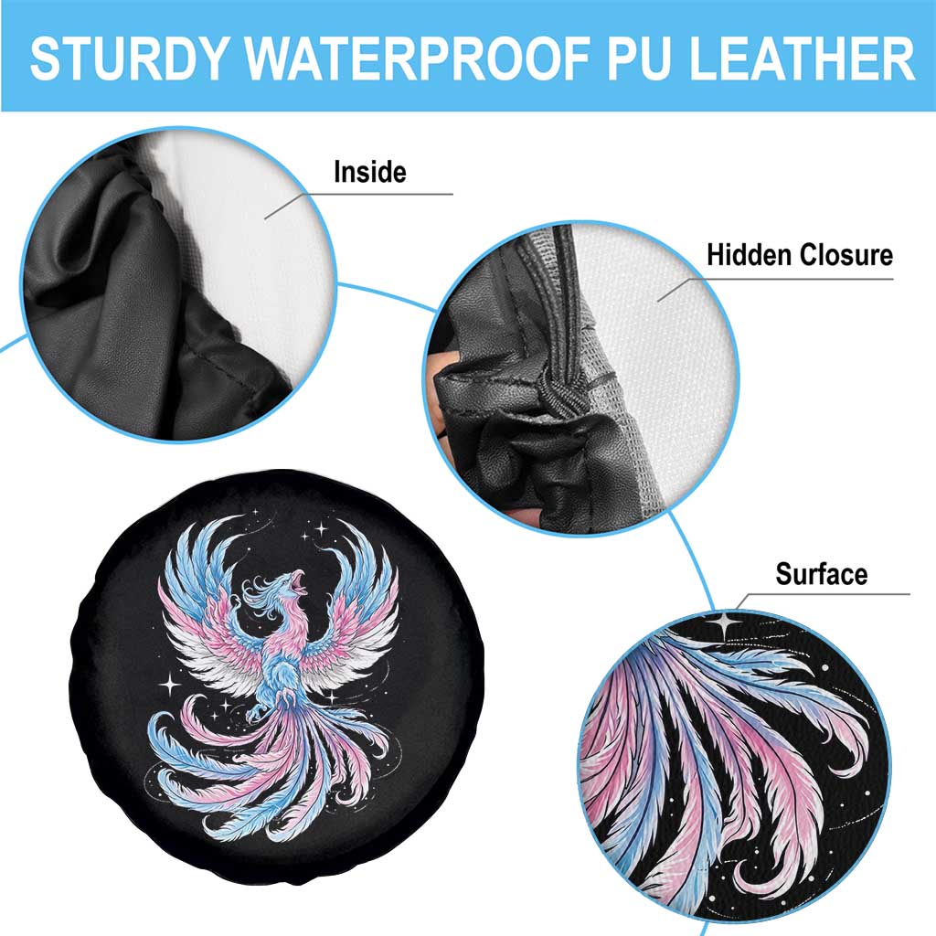 Transgender Phoenix Reborn Spare Tire Cover Trans Pride Flag Bird