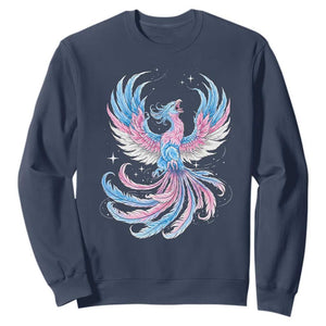 Transgender Phoenix Reborn Sweatshirt Trans Pride Flag Bird TS12 Navy Print Your Wear