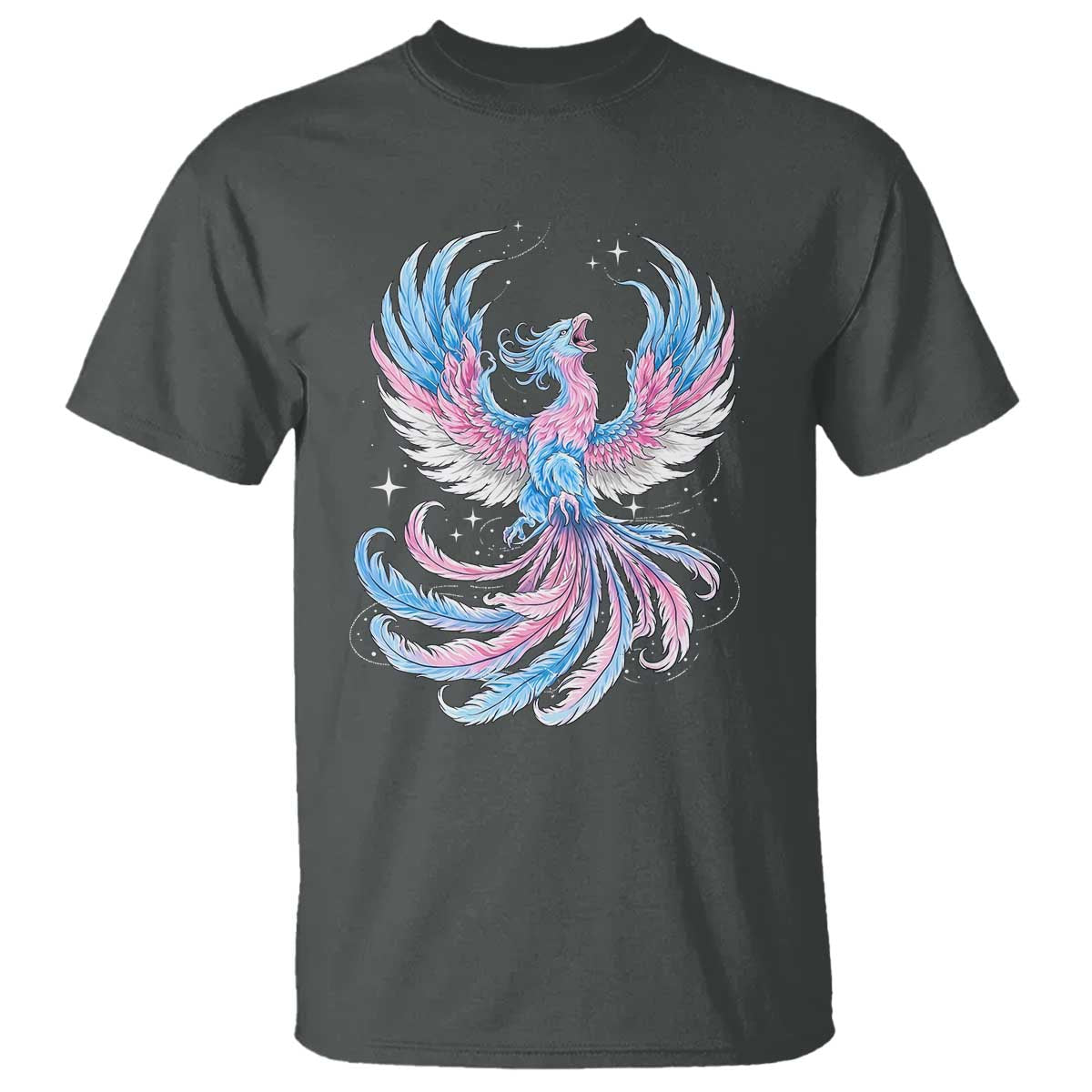 Transgender Phoenix Reborn T Shirt Trans Pride Flag Bird TS12 Dark Heather Print Your Wear