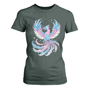 Transgender Phoenix Reborn T Shirt For Women Trans Pride Flag Bird TS12 Dark Forest Green Print Your Wear