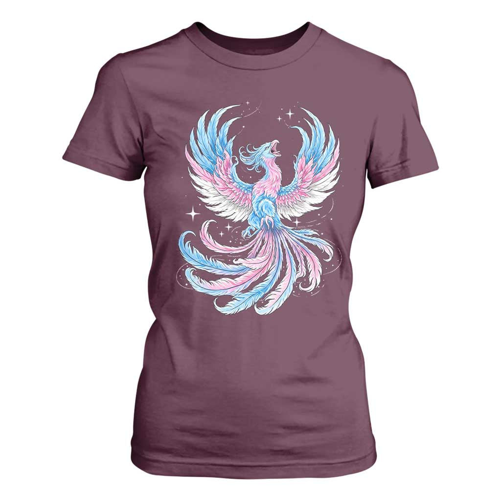 Transgender Phoenix Reborn T Shirt For Women Trans Pride Flag Bird TS12 Maroon Print Your Wear