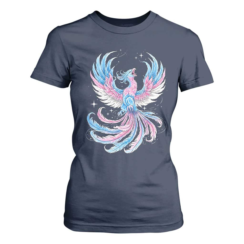 Transgender Phoenix Reborn T Shirt For Women Trans Pride Flag Bird TS12 Navy Print Your Wear