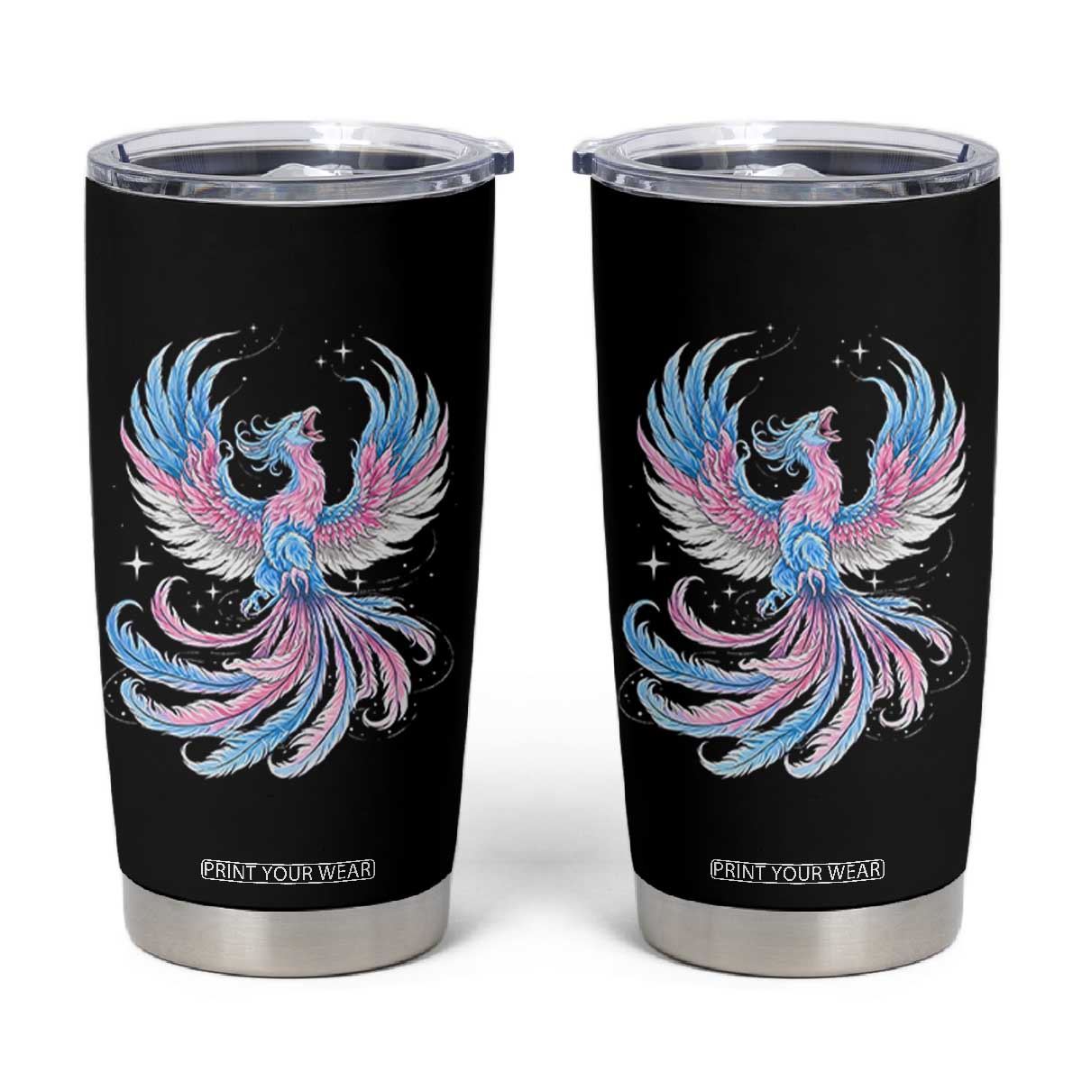 Transgender Phoenix Reborn Tumbler Cup Trans Pride Flag Bird TS12 Black Print Your Wear