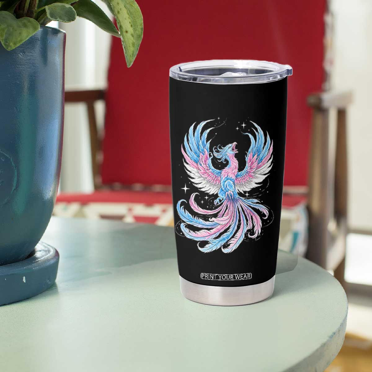 Transgender Phoenix Reborn Tumbler Cup Trans Pride Flag Bird TS12 Print Your Wear