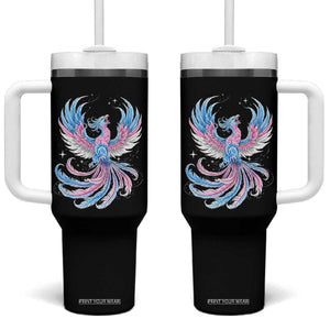 Transgender Phoenix Reborn Tumbler With Handle Trans Pride Flag Bird TS12 One Size: 40 oz Black Print Your Wear