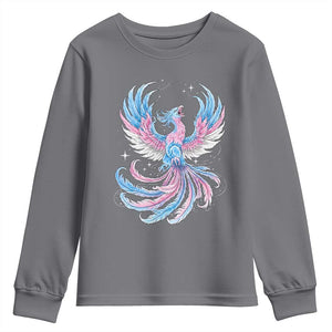 Transgender Phoenix Reborn Youth Sweatshirt Trans Pride Flag Bird