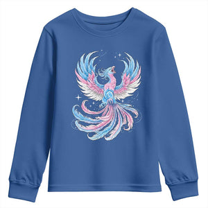 Transgender Phoenix Reborn Youth Sweatshirt Trans Pride Flag Bird