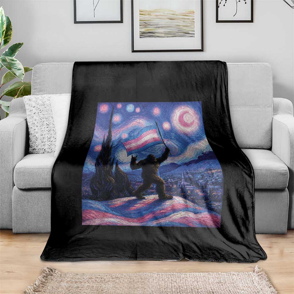 Bigfoot Starry Night Trans Rights Throw Blanket Sasquatch LGBTQ Pride TS12 Print Your Wear