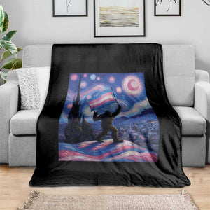 Bigfoot Starry Night Trans Rights Throw Blanket Sasquatch LGBTQ Pride TS12 Print Your Wear