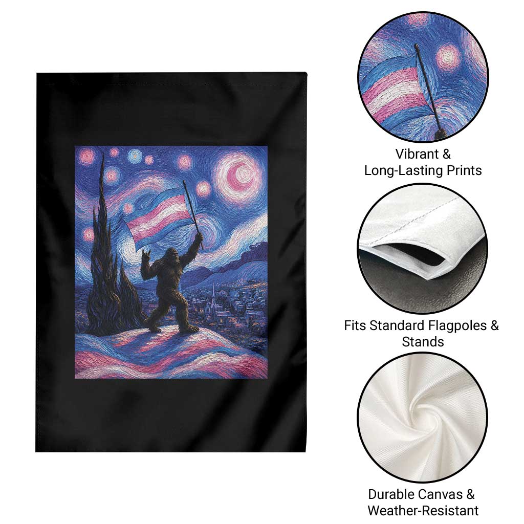 Bigfoot Starry Night Trans Rights Garden Flag Sasquatch LGBTQ Pride TS12 Print Your Wear