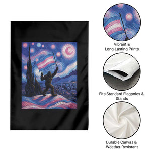 Bigfoot Starry Night Trans Rights Garden Flag Sasquatch LGBTQ Pride TS12 Print Your Wear