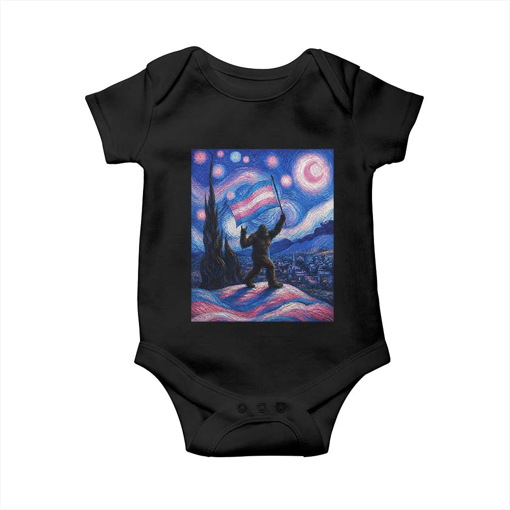 Bigfoot Starry Night Trans Rights Baby Onesie Sasquatch LGBTQ Pride TS12 Black Print Your Wear