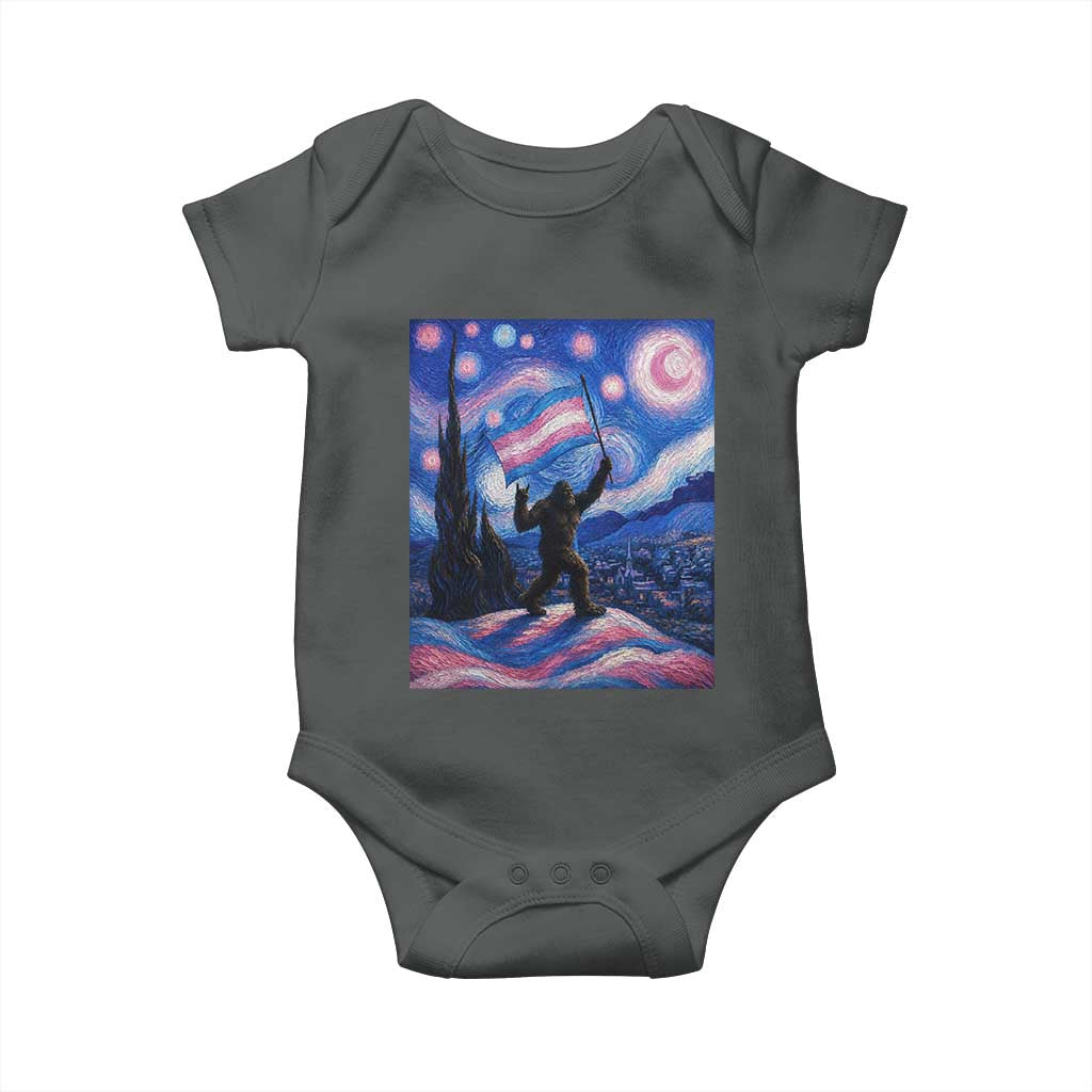 Bigfoot Starry Night Trans Rights Baby Onesie Sasquatch LGBTQ Pride