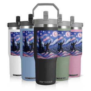 Bigfoot Starry Night Trans Rights Flip Straw Tumbler Sasquatch LGBTQ Pride TS12 Print Your Wear