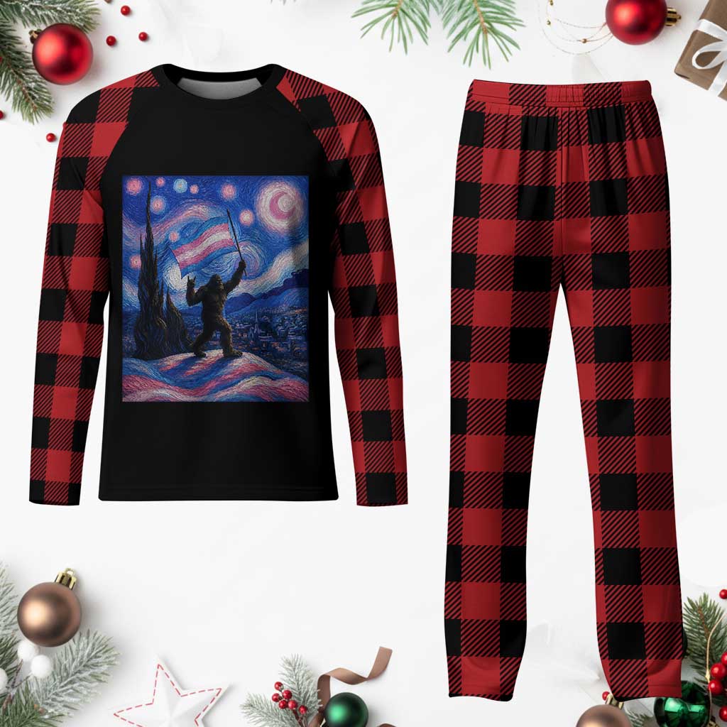 Bigfoot Starry Night Trans Rights Plaid Pajama Set Sasquatch LGBTQ Pride TS12 Buffalo Plaid Print Your Wear