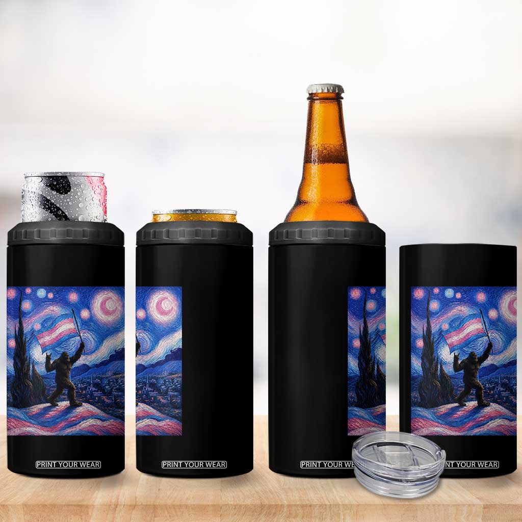 Bigfoot Starry Night Trans Rights 4 in 1 Can Cooler Tumbler Sasquatch LGBTQ Pride TS12 Print Your Wear