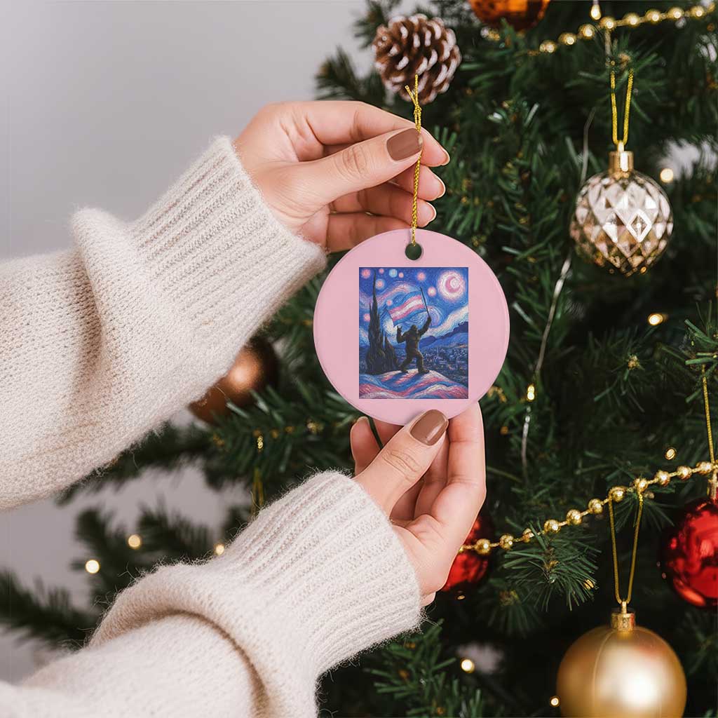 Bigfoot Starry Night Trans Rights Ceramic Ornament Sasquatch LGBTQ Pride TS12 1pc Light Pink Print Your Wear
