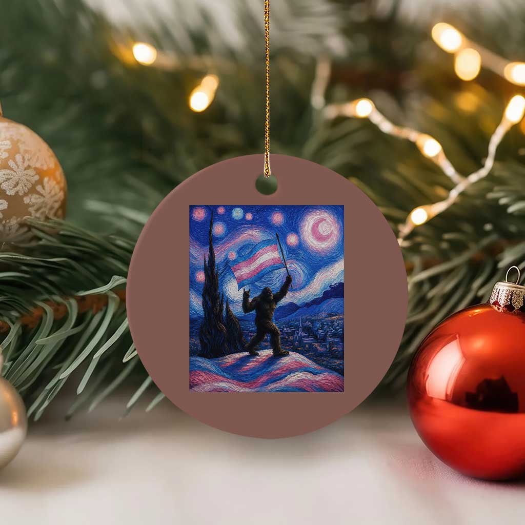 Bigfoot Starry Night Trans Rights Ceramic Ornament Sasquatch LGBTQ Pride TS12 1pc Mocha Print Your Wear