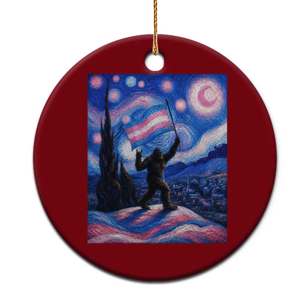 Bigfoot Starry Night Trans Rights Ceramic Ornament Sasquatch LGBTQ Pride TS12 1pc Red Print Your Wear