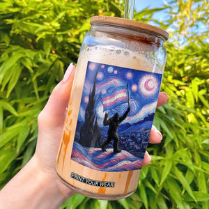 Bigfoot Starry Night Trans Rights Glass Can Sasquatch LGBTQ Pride TS12 Black Print Your Wear
