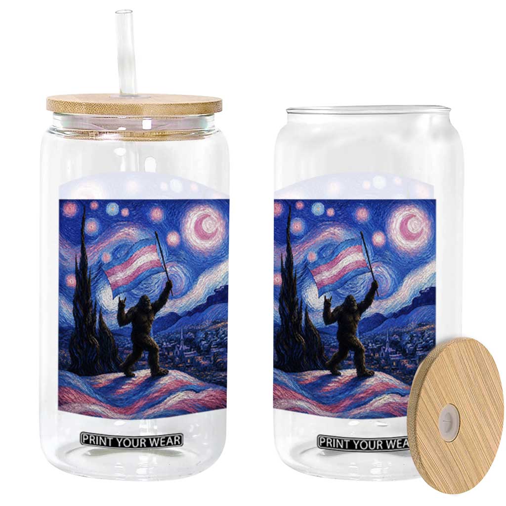 Bigfoot Starry Night Trans Rights Glass Can Sasquatch LGBTQ Pride TS12 Print Your Wear