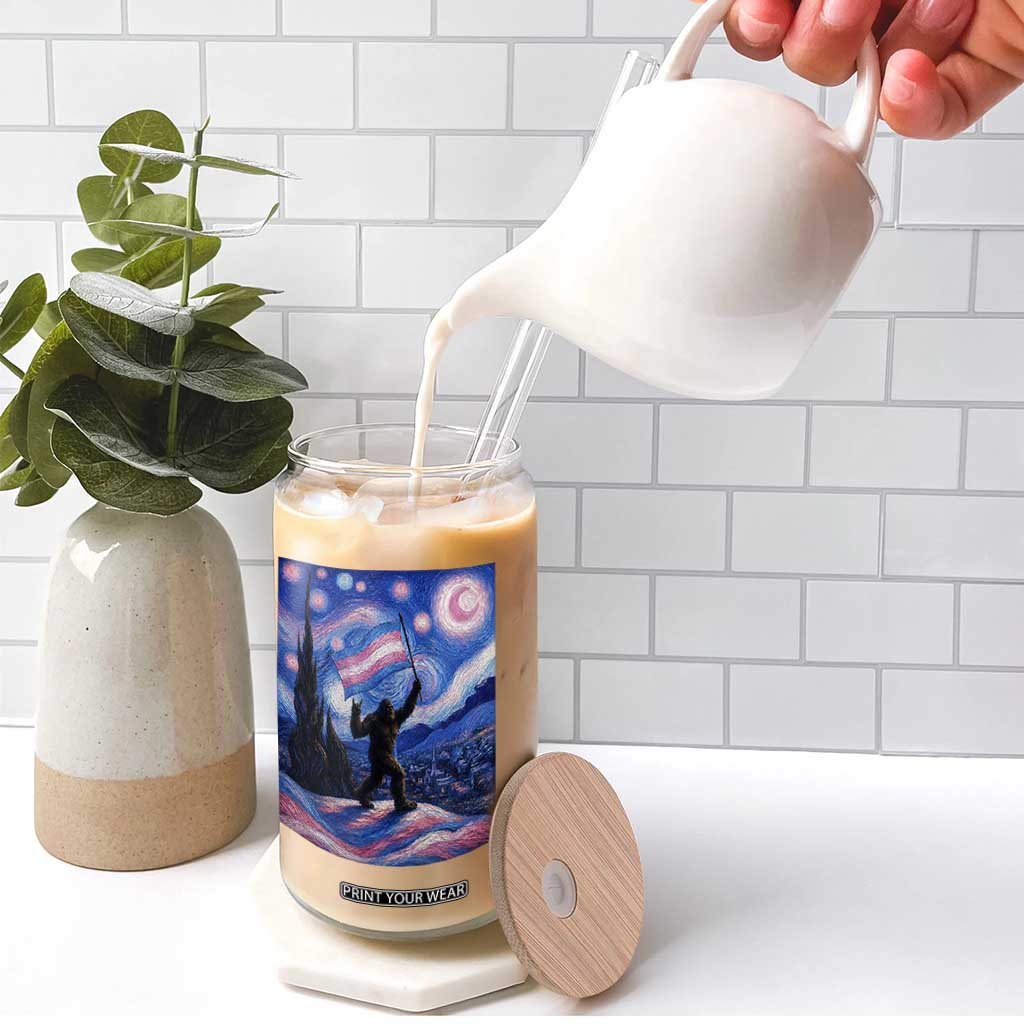 Bigfoot Starry Night Trans Rights Glass Can Sasquatch LGBTQ Pride TS12 Print Your Wear