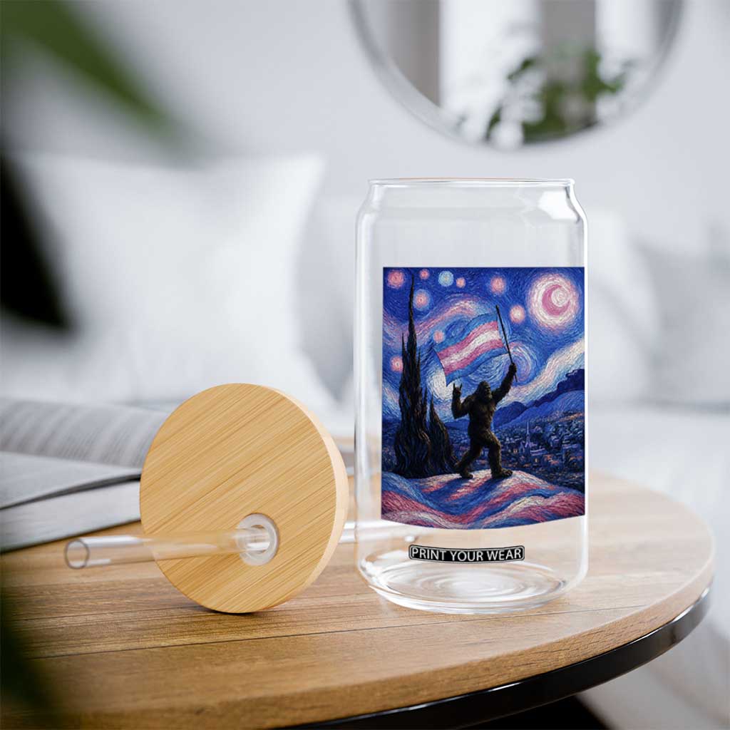 Bigfoot Starry Night Trans Rights Glass Can Sasquatch LGBTQ Pride TS12 Print Your Wear