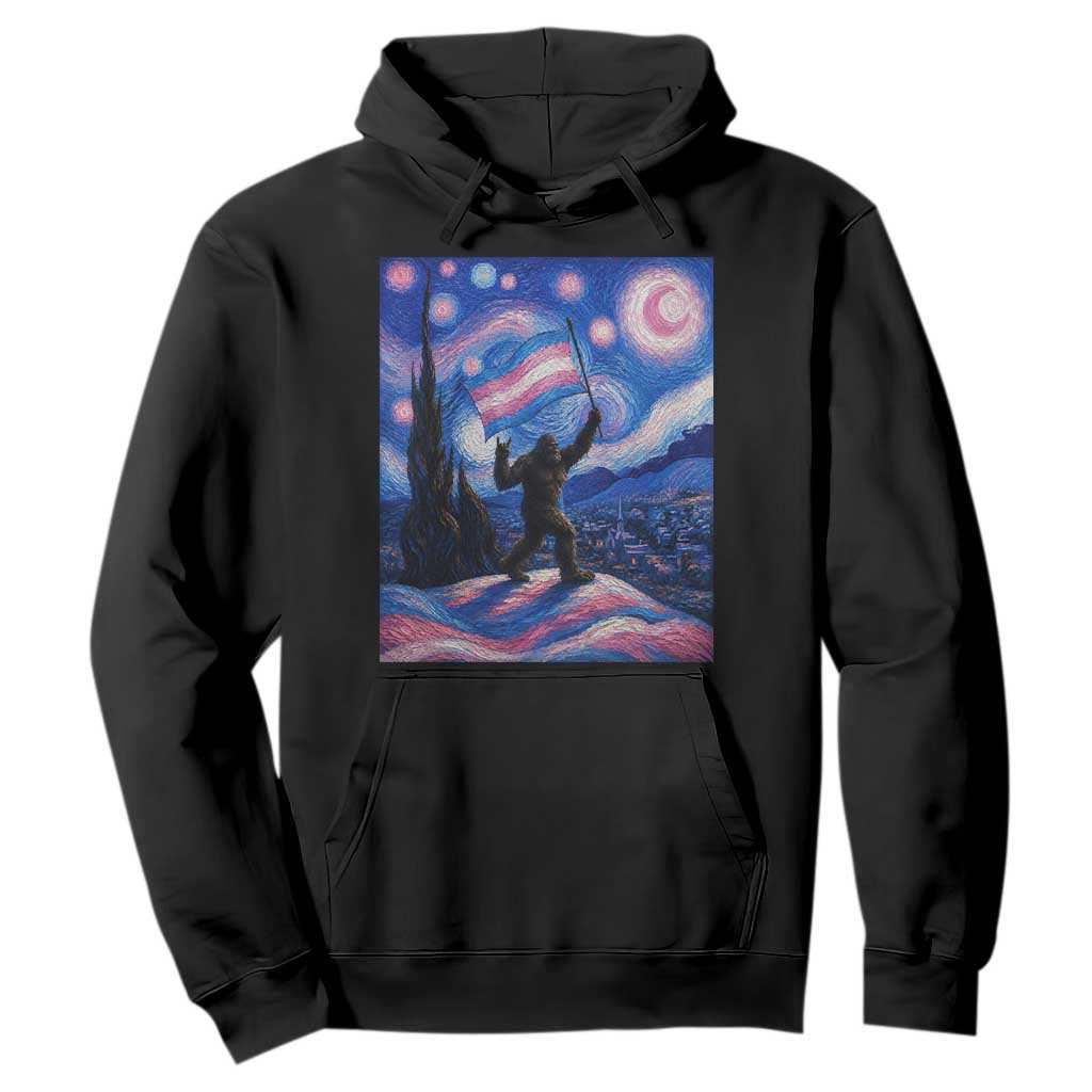 Bigfoot Starry Night Trans Rights Hoodie Sasquatch LGBTQ Pride