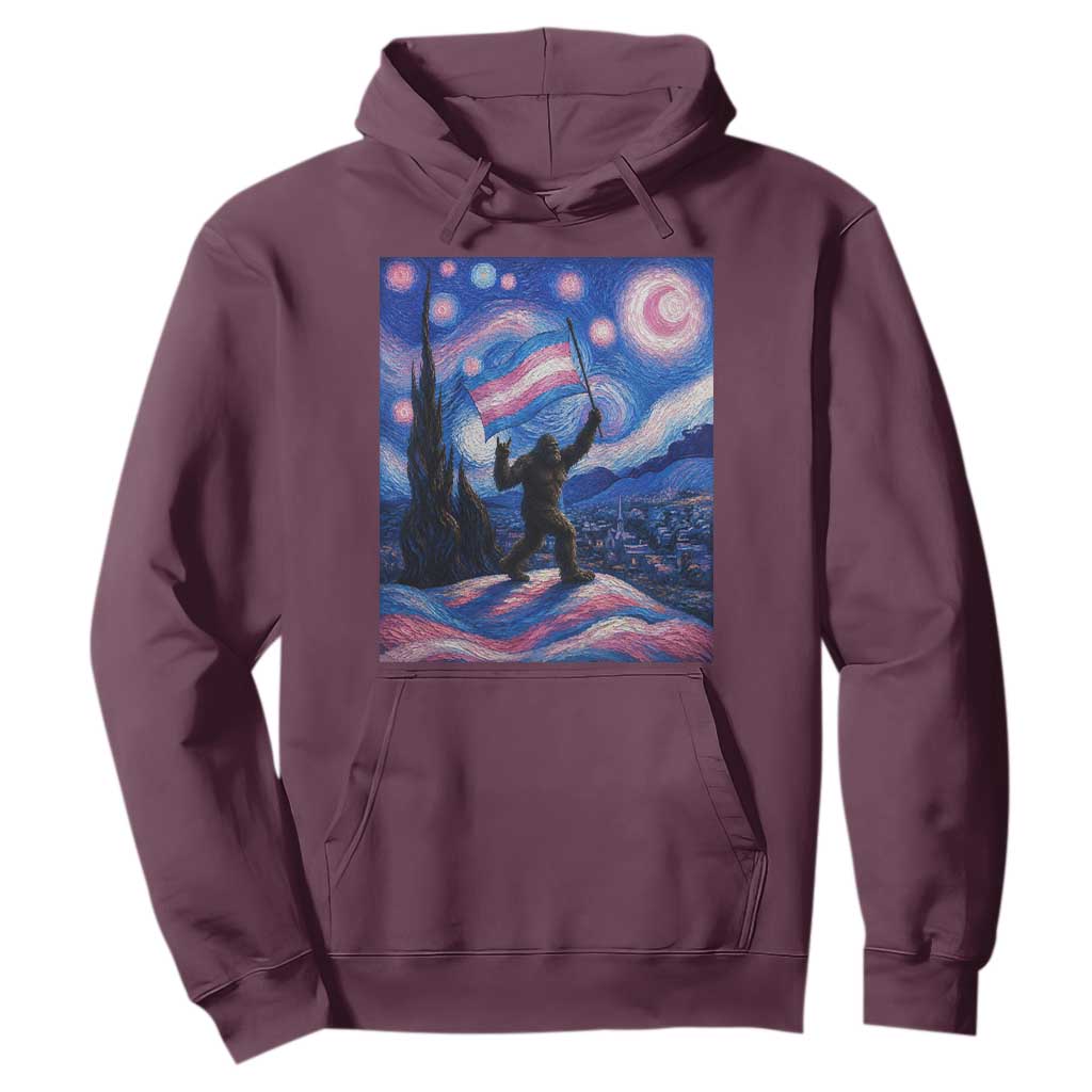 Bigfoot Starry Night Trans Rights Hoodie Sasquatch LGBTQ Pride