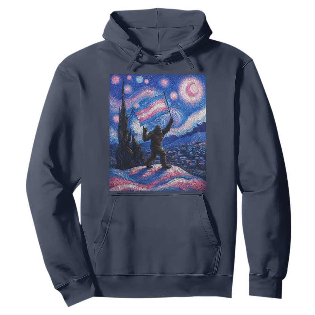 Bigfoot Starry Night Trans Rights Hoodie Sasquatch LGBTQ Pride