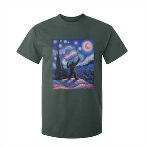 Bigfoot Starry Night Trans Rights T Shirt For Kid Sasquatch LGBTQ Pride TS12 Dark Forest Green Print Your Wear