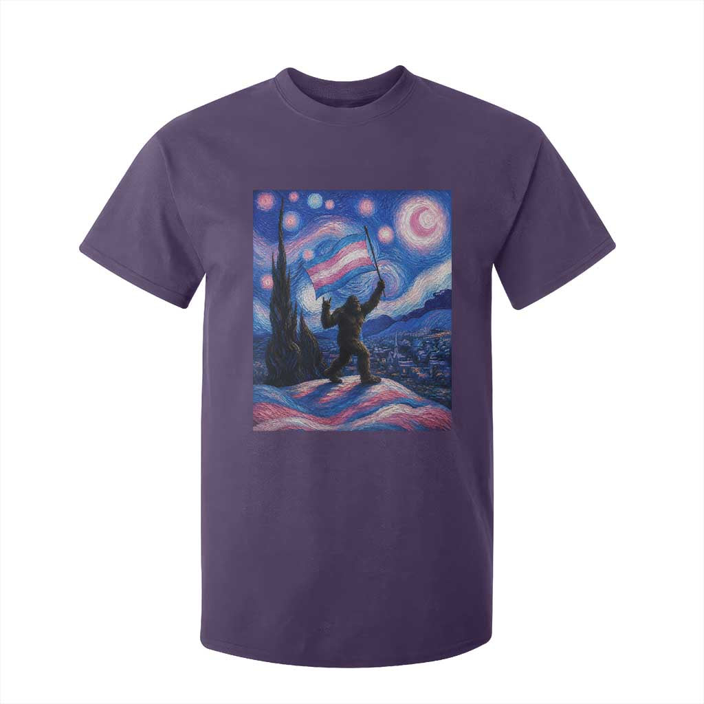 Bigfoot Starry Night Trans Rights T Shirt For Kid Sasquatch LGBTQ Pride TS12 Purple Print Your Wear