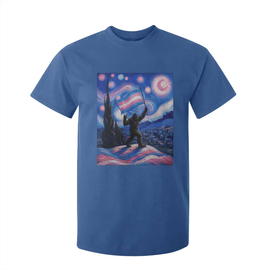 Bigfoot Starry Night Trans Rights T Shirt For Kid Sasquatch LGBTQ Pride TS12 Royal Blue Print Your Wear