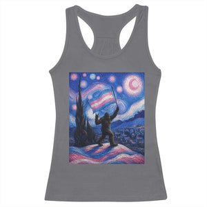 Bigfoot Starry Night Trans Rights Racerback Tank Top Sasquatch LGBTQ Pride TS12 Charcoal Print Your Wear