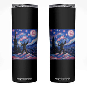 Bigfoot Starry Night Trans Rights Skinny Tumbler Sasquatch LGBTQ Pride TS12 Black Print Your Wear